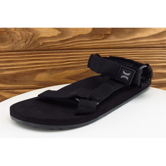 Hurley Sandal 8 Slip-On Black Synthetic Men Hook & Loop‎ - Picture 1 of 12
